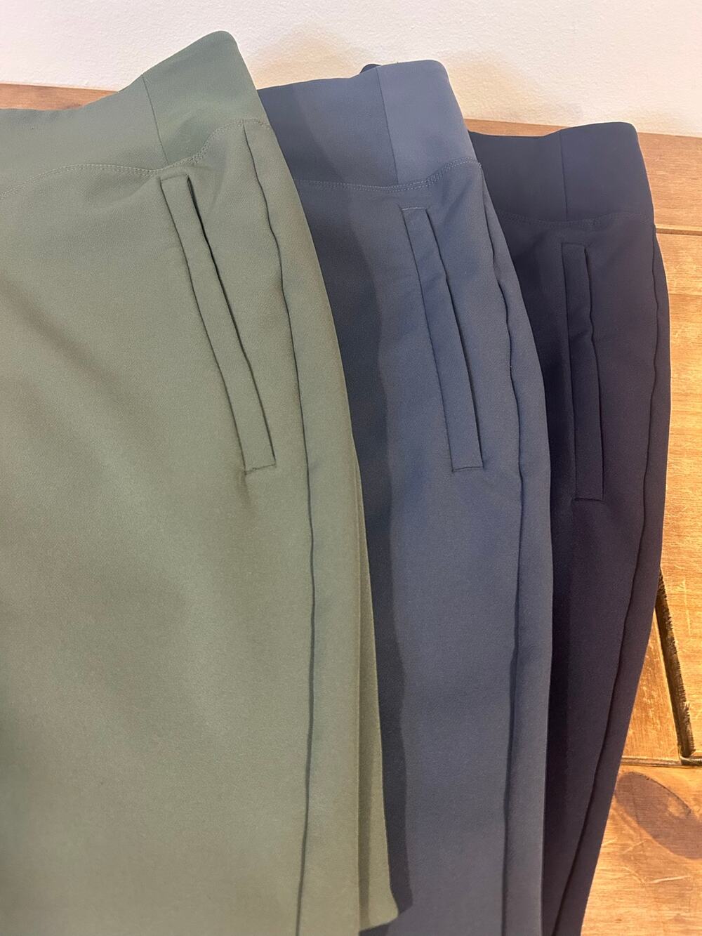 3 PAIR Athleta Endless Sz 6 High Rise Pant Olive Green Dusty Gray Blue Navy Blue